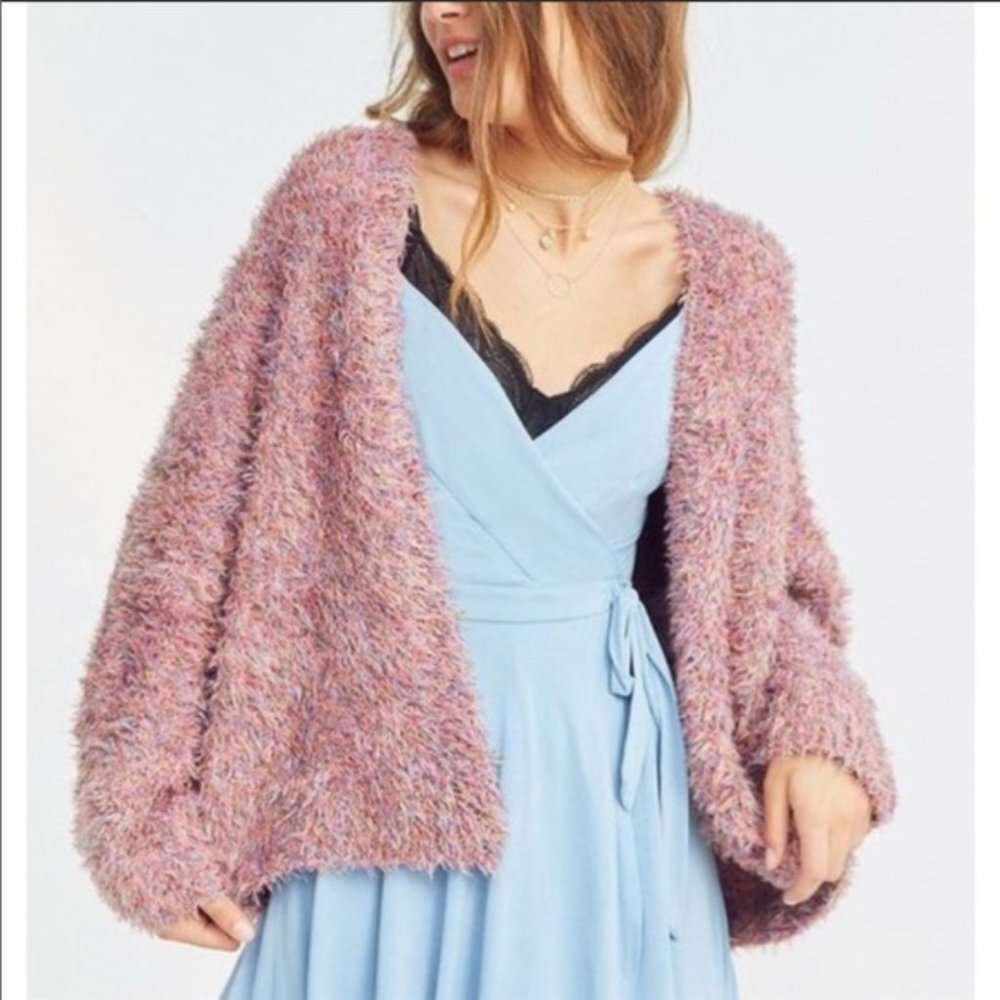 Fluffy multi-color cardigan